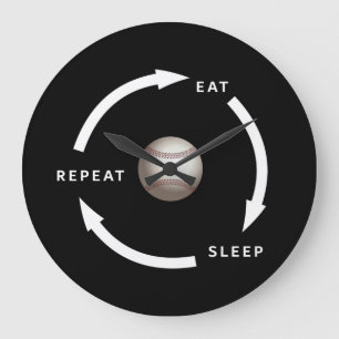 Grande Horloge Ronde Baseball Manger Sleep Répéter Le Ventilateur De Sp