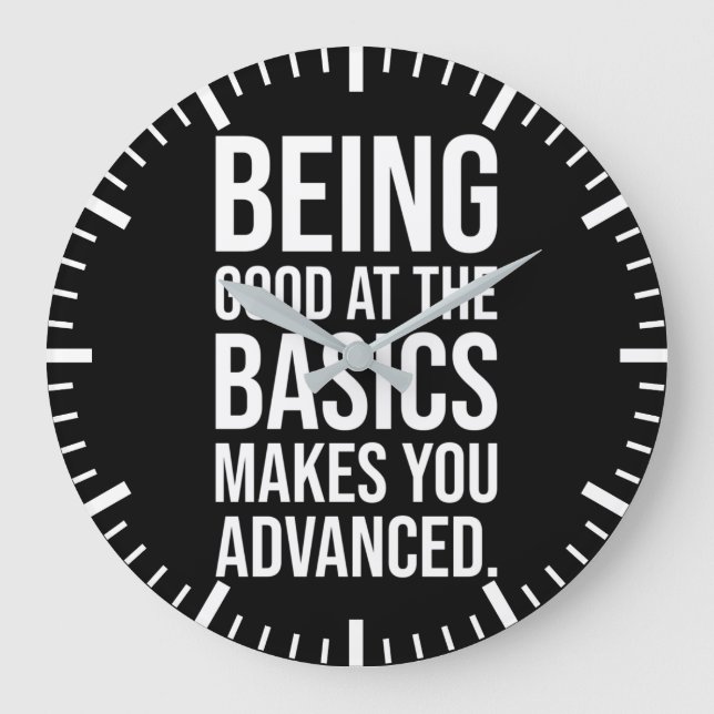 Grande Horloge Ronde Basics vs Advanced - Gym, Hustle, Succès (Recto)