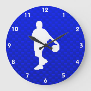 Grande Horloge Ronde Basket-ball bleu