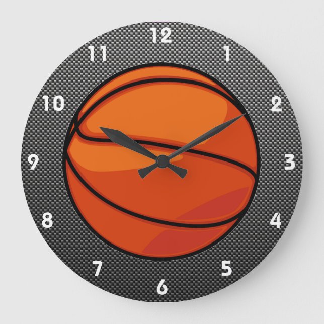 Grande Horloge Ronde Basket-ball en fibre de carbone (Recto)