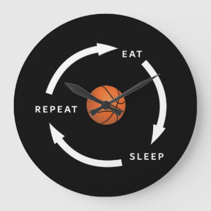 Grande Horloge Ronde Basket-ball Manger Sleep Répéter Le Ventilateur Sp