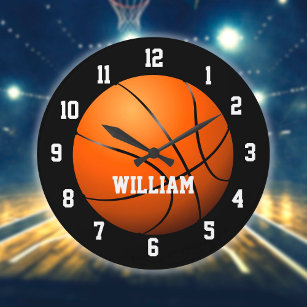 Grande Horloge Ronde Basket-ball Nom personnalisé personnalisé