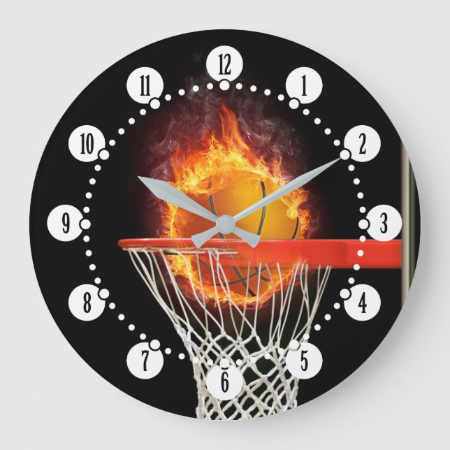 Grande Horloge Ronde Basket flamboyant | Cadeaux de sport (Recto)