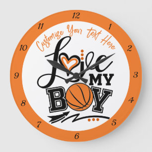 Grande Horloge Ronde Basketball Aimer Mon Garçon Citation Sports Person