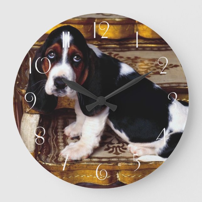 Grande Horloge Ronde Basset Hound Puppy (Recto)