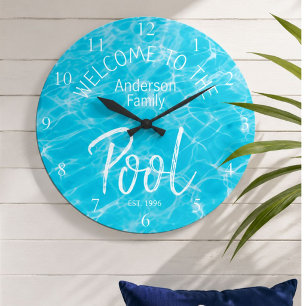 Grande Horloge Ronde Bassin de la Famille Eau Aqua Personnalisé Bienven