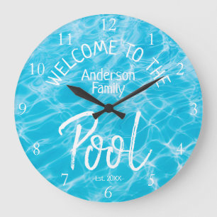 Grande Horloge Ronde Bassin de la Famille Eau Aqua Personnalisé Bienven
