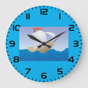 Grande Horloge Ronde Bateau à arachides fantaisiste navire à voile mini