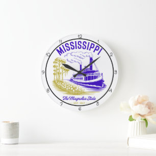 Grande Horloge Ronde Bateau à roues à aubes du Mississippi Magnolia Sta