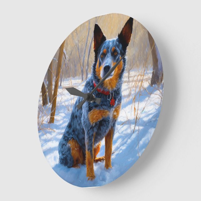 Grande Horloge Ronde Bateau Australien Laisser neiger Noël (Angle)