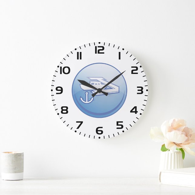 Grande Horloge Ronde Bateau et Ancre Marine nautique (Créateur téléchargé)