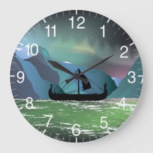 Grande Horloge Ronde Bateau viking au fjord norvégien
