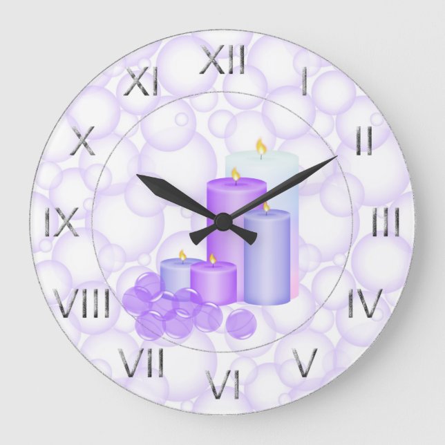 Grande Horloge Ronde Bathroom de Candles et Bubbles (Recto)