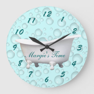 Grande Horloge Ronde Bathtub & Bubble Clock- customize & personalize