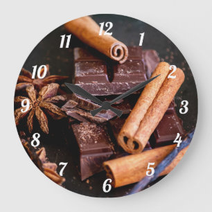 Grande Horloge Ronde Bâtons Cinnoman, chocolat et Star Anise