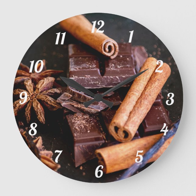 Grande Horloge Ronde Bâtons Cinnoman, chocolat et Star Anise (Recto)