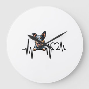 Grande Horloge Ronde Battement de coeur de chien de bétail australien E