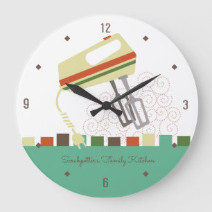 Grande Horloge Ronde Batterie électrique rétro mélangeur cuisine horlog