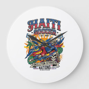 Grande Horloge Ronde Batteur de squelette de football d'Haïti Style d'a