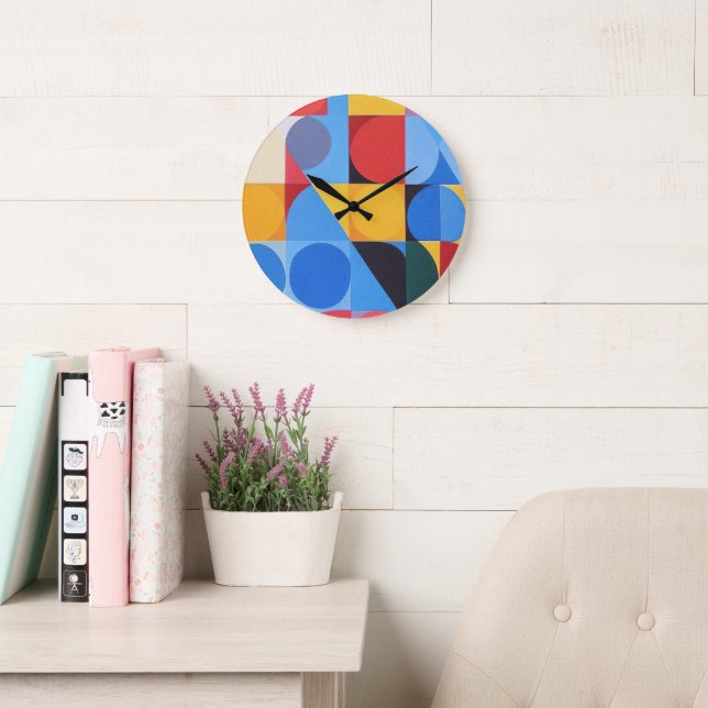 Grande Horloge Ronde Bauhaus Abstrait (Salle de lecture)