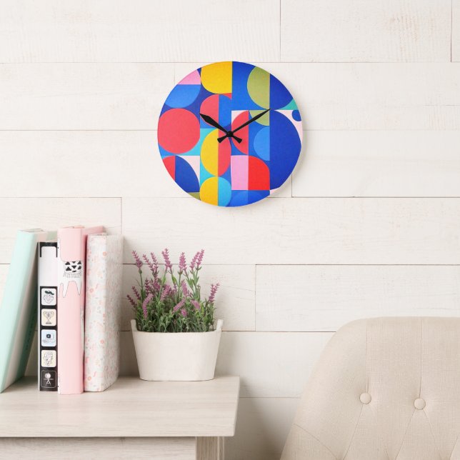 Grande Horloge Ronde Bauhaus Abstrait (Salle de lecture)