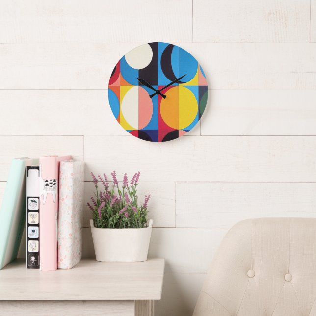 Grande Horloge Ronde Bauhaus Abstrait (Salle de lecture)