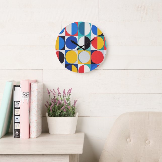Grande Horloge Ronde Bauhaus Abstrait (Salle de lecture)