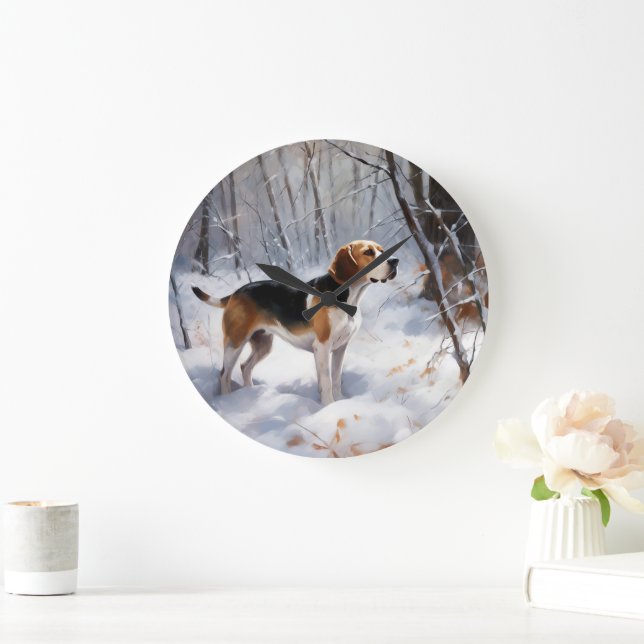 Grande Horloge Ronde Beagle Laisser Neige Noël (Maison)