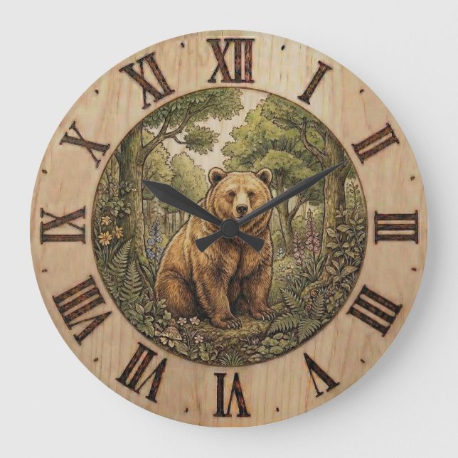 Grande Horloge Ronde Bear Forest- Wall Clock (Recto)
