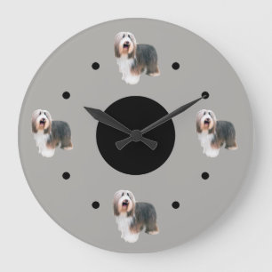 Grande Horloge Ronde Bearded Collie Theme