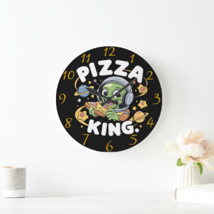 Grande Horloge Ronde Beats De Pizza : Caractère De Dessin Cultivant Ave