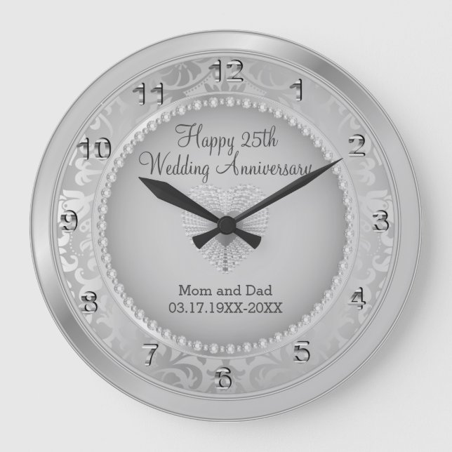 Grande Horloge Ronde Beau 25e anniversaire de Mariage en argent (Recto)