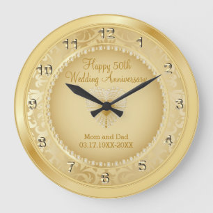 Grande Horloge Ronde Beau 50ème anniversaire de Mariage d'or