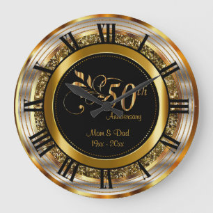 Grande Horloge Ronde Beau 50ème Anniversaire d'or
