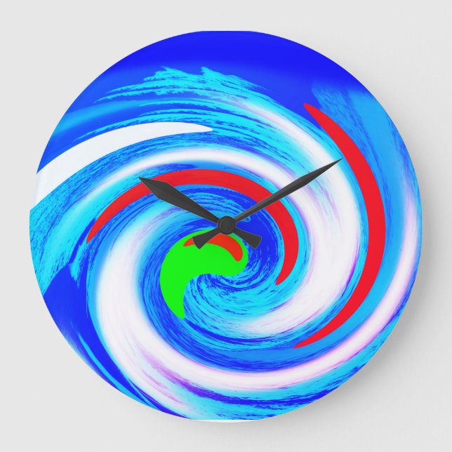 Grande Horloge Ronde Beau art bleu abstrait (Recto)