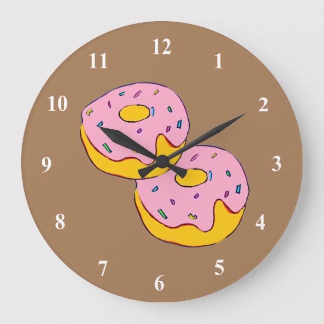 Grande Horloge Ronde Beau beignets à glace rose pâle dessert art sucré (Recto)