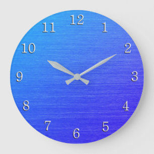 Grande Horloge Ronde Beau bleu mélangé avec des chiffres blancs