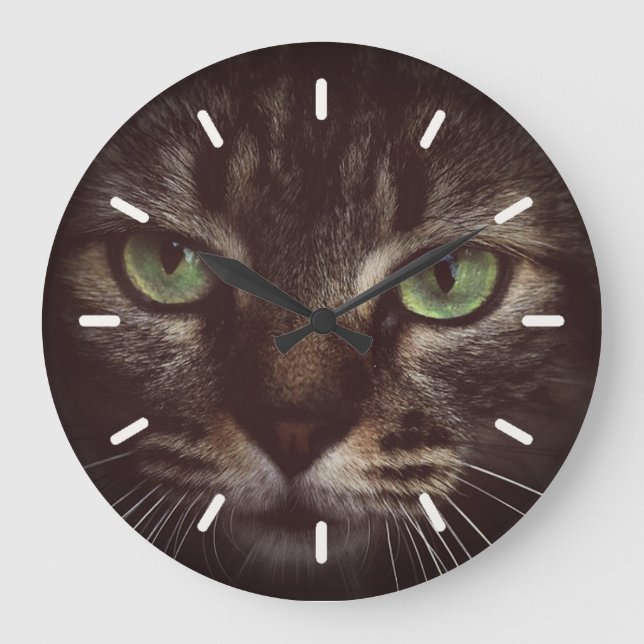 Grande Horloge Ronde Beau chat tigré (Recto)