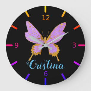 Grande Horloge Ronde Beau Papillon