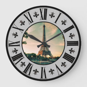 Grande Horloge Ronde Beau Paris ~ Tour Eiffel À Twilight ~ * ~