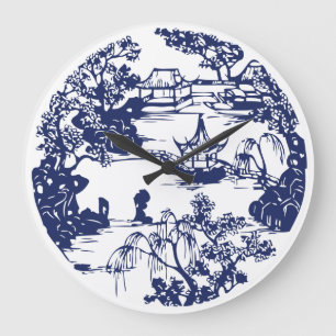 Grande Horloge Ronde Beau paysage chinois de pagoda