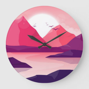 Grande Horloge Ronde Beau paysage de montagnes