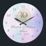 Grande Horloge Ronde Beau Pearl 30e anniversaire de Mariage<br><div class="desc">Featuring a beautiful pearl,  this chic 30th wedding anniversary clock can can be personalised with your special pearl anniversary information on a pearl background. Designed by Thisisnotme</div>