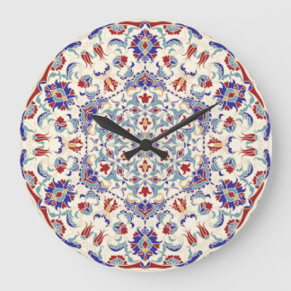 Grande Horloge Ronde Beauté de Mandala : Mosaïque culturelle colorée