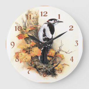 Grande Horloge Ronde Beauté des oiseaux d'automne
