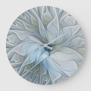 Grande Horloge Ronde Beauté élégante Moderne Abstraite Fractal Art Flow