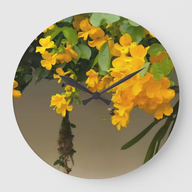 Grande Horloge Ronde Beauté Fleur Dorée (Recto)