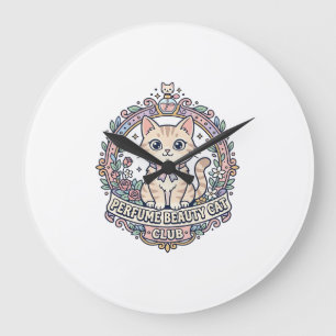 Grande Horloge Ronde Beauté Parfum Chat Mignon Design de T-Shirt - Parf
