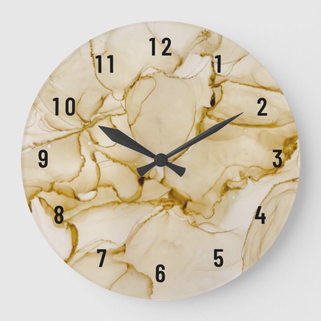 Grande Horloge Ronde Beautiful Abstract Pastel Brown Beige (Recto)