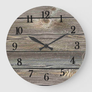 Grande Horloge Ronde Beautiful authentic looking wood Print